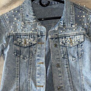 BRIDES! Pearl Denim Jean Jacket Size XS